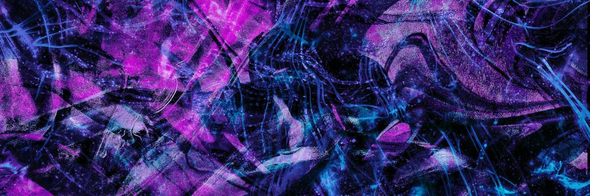 Abstract digital waves in deep indigo and neon blue tones